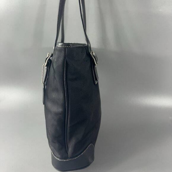 Vintage Coach # 4487 Black Microfiber Leather Trim Handbag - Picture 5 of 13